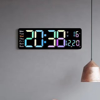 Multifunctional Color LED Wall Clock with Remote Digital Countdown Timer Display Temperature Week and Calendar