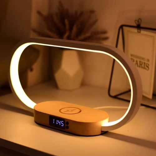 Smart usb led night light bedside table lamp with Mobile phone fast wireless charger stand