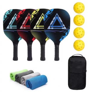 Skyhope Wood Surface Pickleball Paddle Set - 2 Paddles with 4 Balls - pk-2 Model - Ideal for Entertainment and Sports