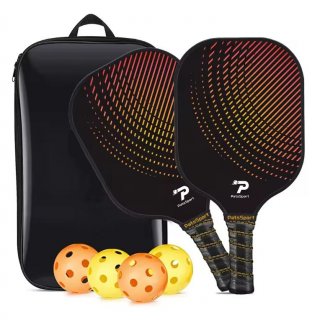 Premium Carbon Fiber Pickleball Paddle Set with 2 Paddles and 4 Balls