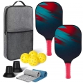 Quality Glass Fiber Pickleball Paddle Set for Professionals - Includes Ice Towel & Pick Ball Device