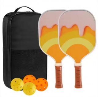 Premium Indoor-Outdoor Fiberglass Pickleball Paddle Set with 4 Balls & 2 Rackets - Portable Storage Bag