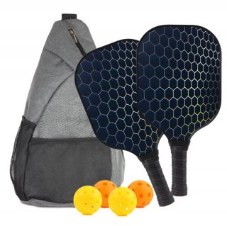 Premium Black Grip Pickleball Paddle Set with Exclusive Honeycomb Core Technology